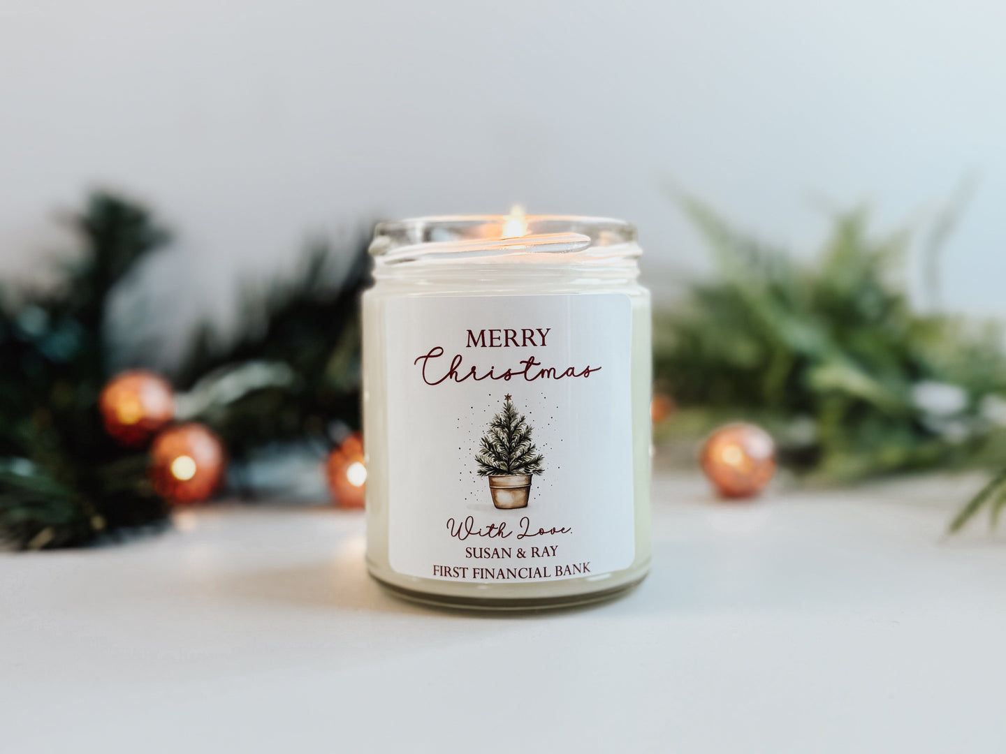 Personalized Merry Christmas Candle | Holiday Soy Candle | Christmas Tree Scented Candle | Christmas Table Decor | Stocking Stuffer Thegiftgalashop